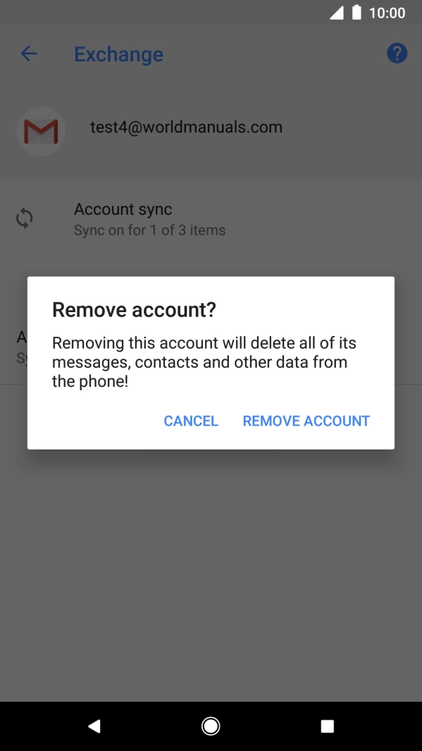 Press REMOVE ACCOUNT.
