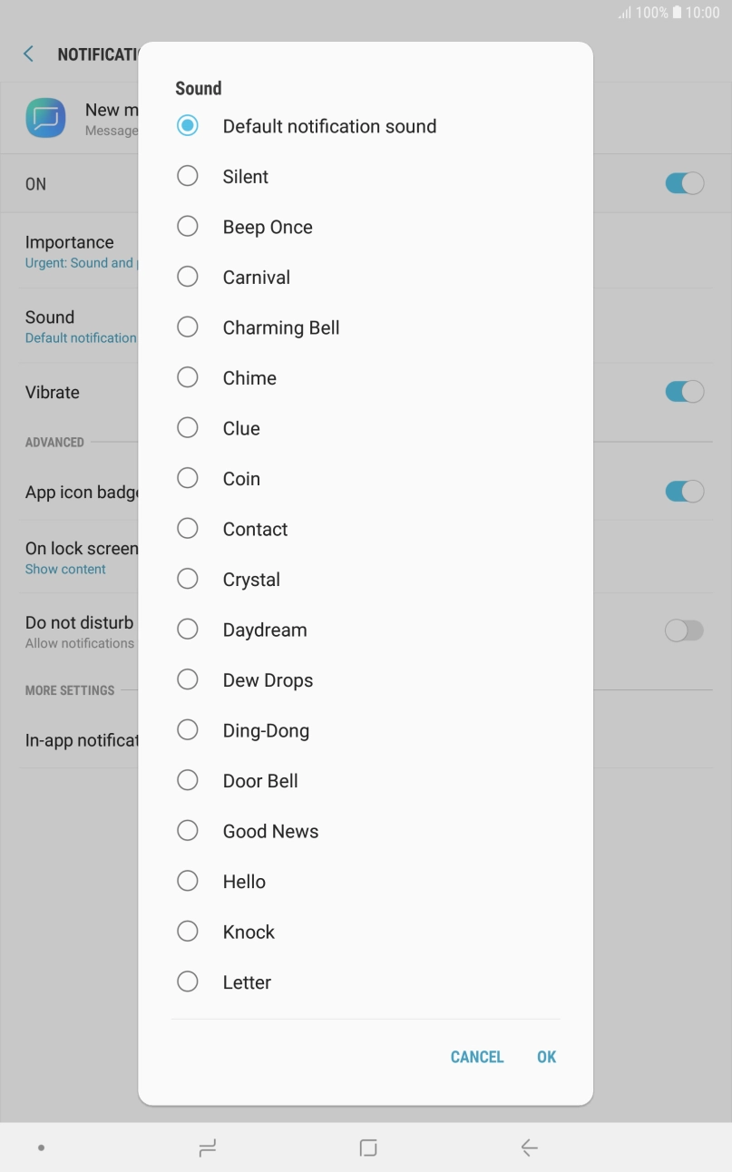 Press the different message tones to hear them.