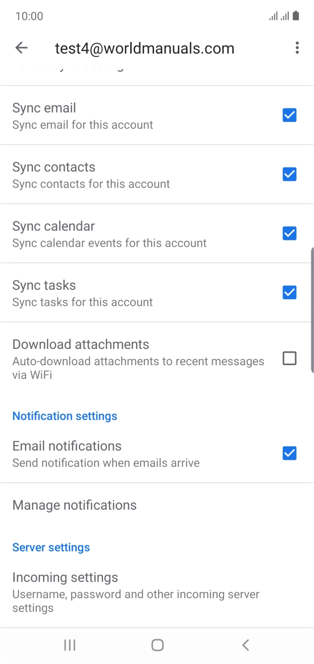 Press the fields next to the required data types to turn the function on or off.