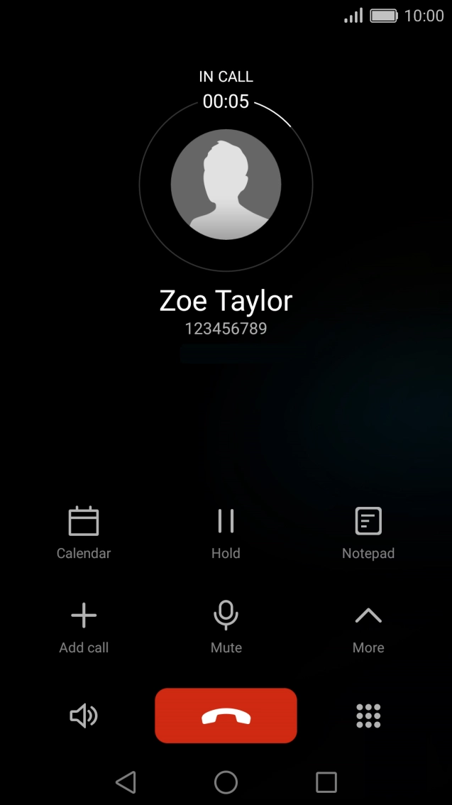 Press the end call icon.