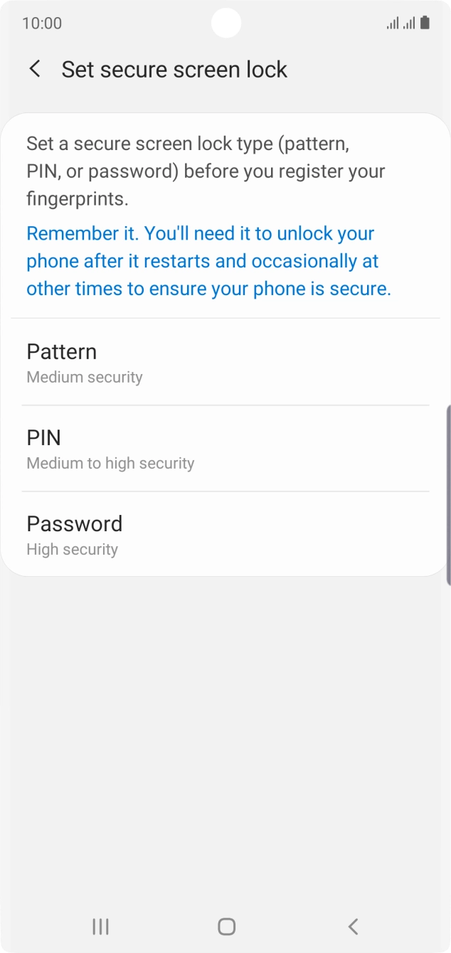 Press the required phone lock code and follow the instructions on the screen to create an additional phone lock code.