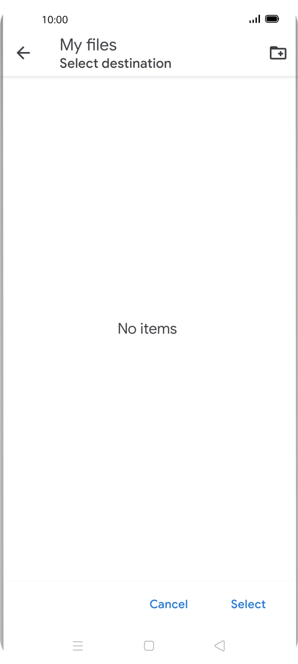 To create a new folder, press the new folder icon and follow the instructions on the screen to create a new folder.