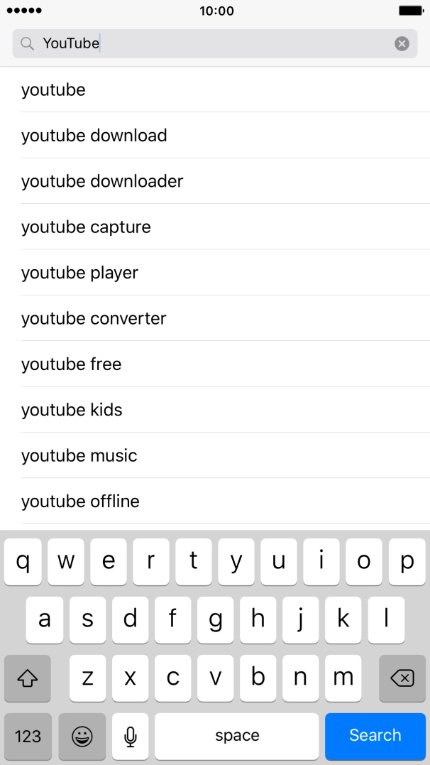 Key in YouTube and press Search. Key in YouTube and press Search.