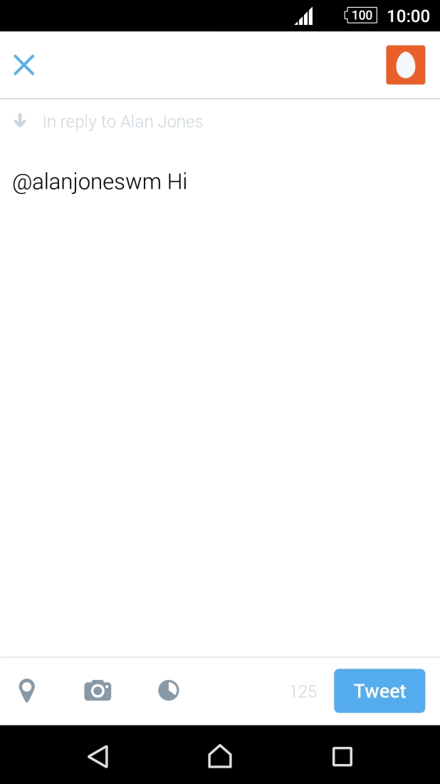 Write the required reply and press Tweet.