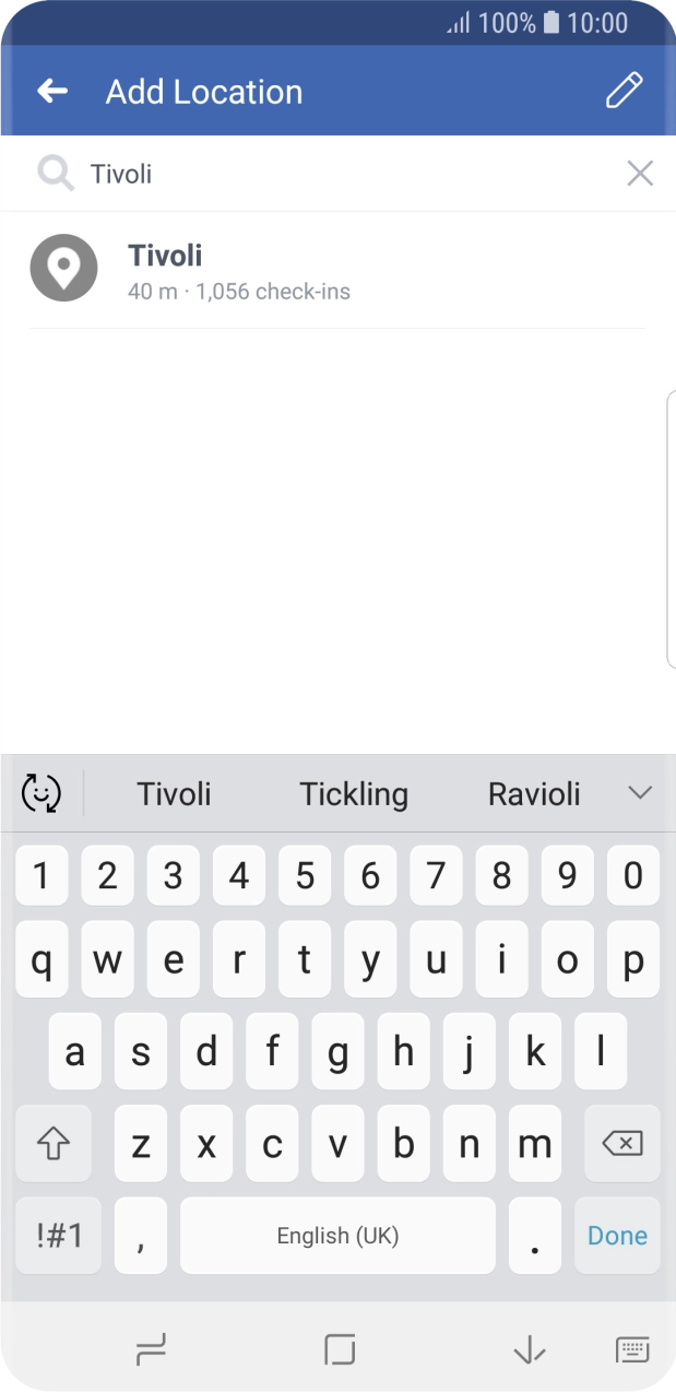 Press the required location.