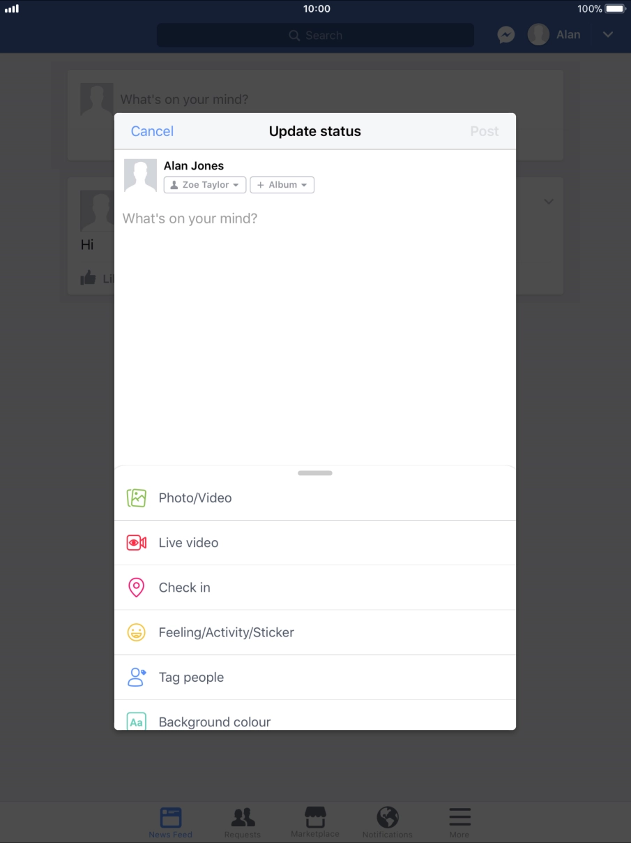 Press the text input field.