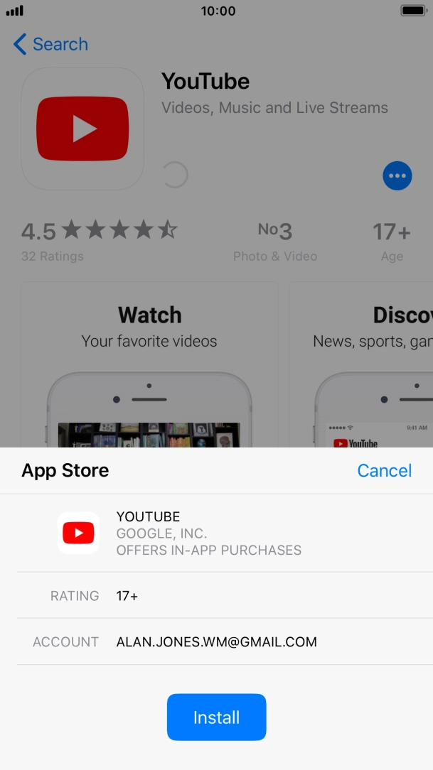 Press Install and wait while YouTube is installed.