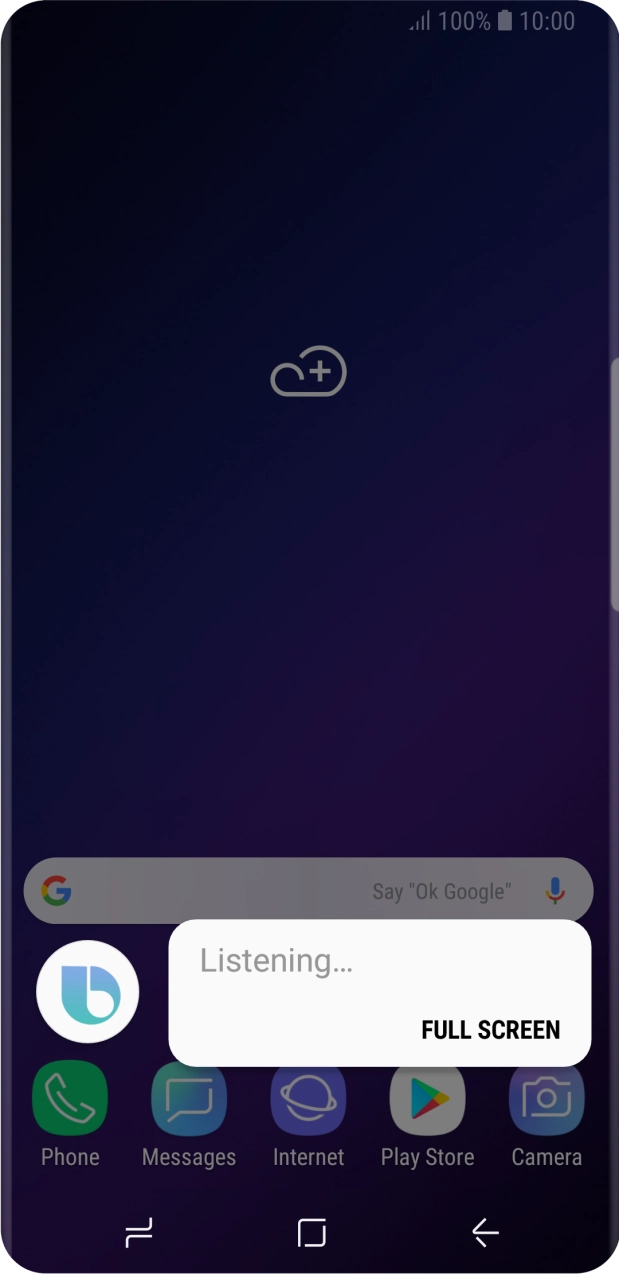 Say, in your own words, what you would like your phone to do, e.g.: CAMERA, CALL [contact], SEARCH THE WEB FOR [information].
