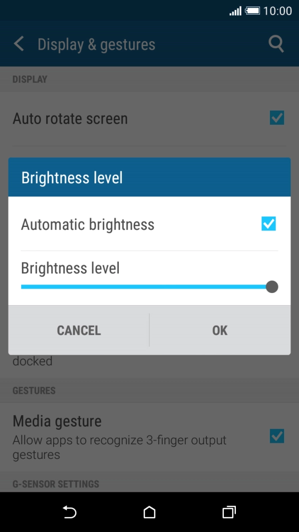 Press Automatic brightness to turn automatic brightness on or off.