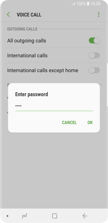 Key in your call barring password and press OK. Key in your call barring password and press OK.
