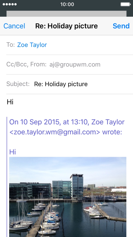Write the text and press Send.