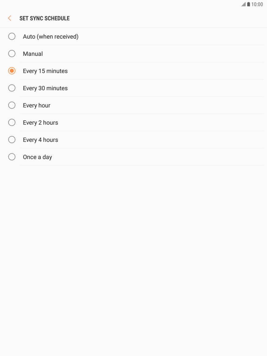 Press the required setting.