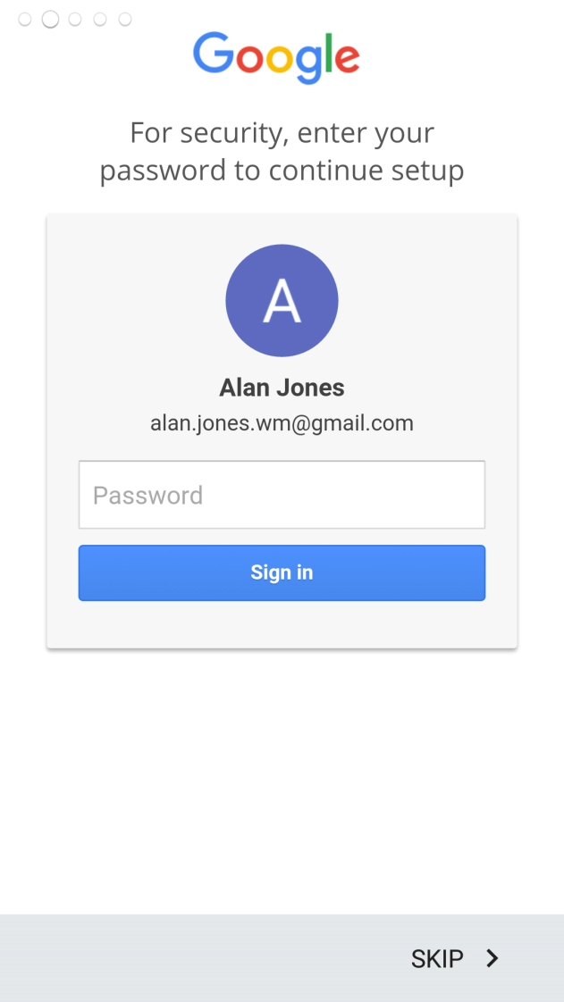 Press Password and key in the password for your Google account.