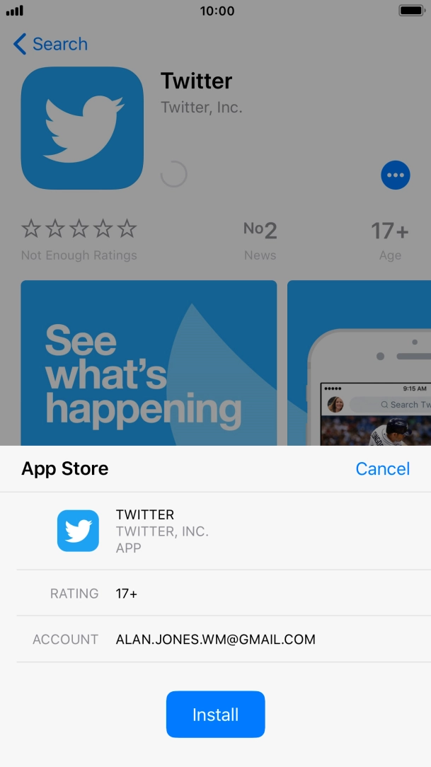 Press Install and wait while Twitter is installed.