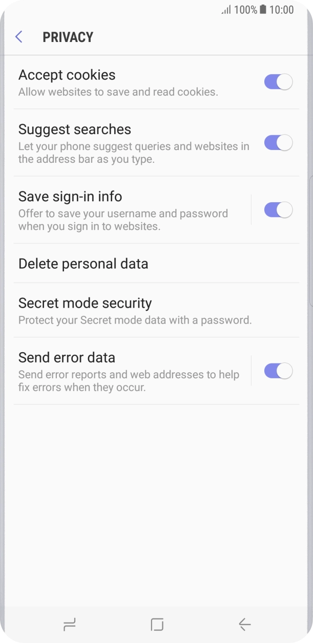 Press Delete personal data. Press Delete personal data.