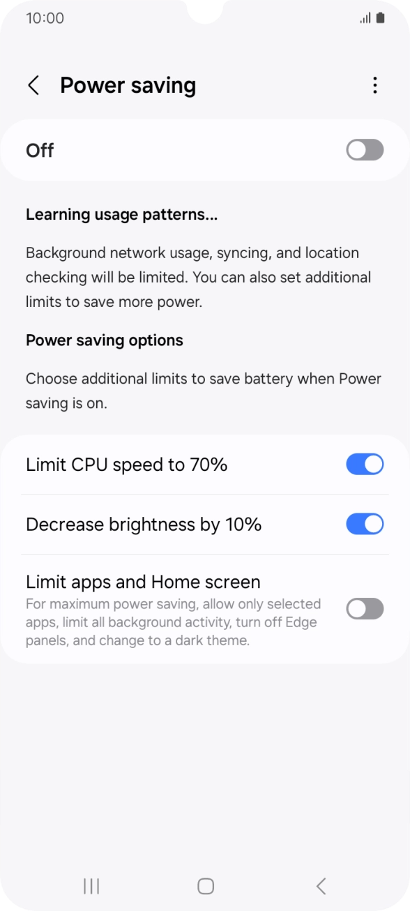 Press the indicators next to the required settings.