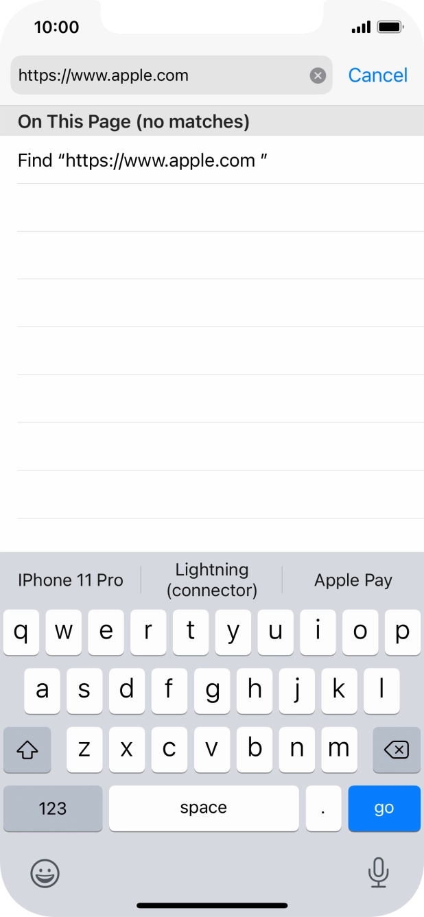 Key in the address of the required web page and press go.
