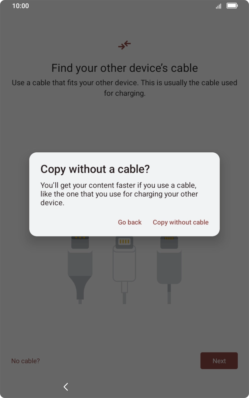 Press Copy without cable.