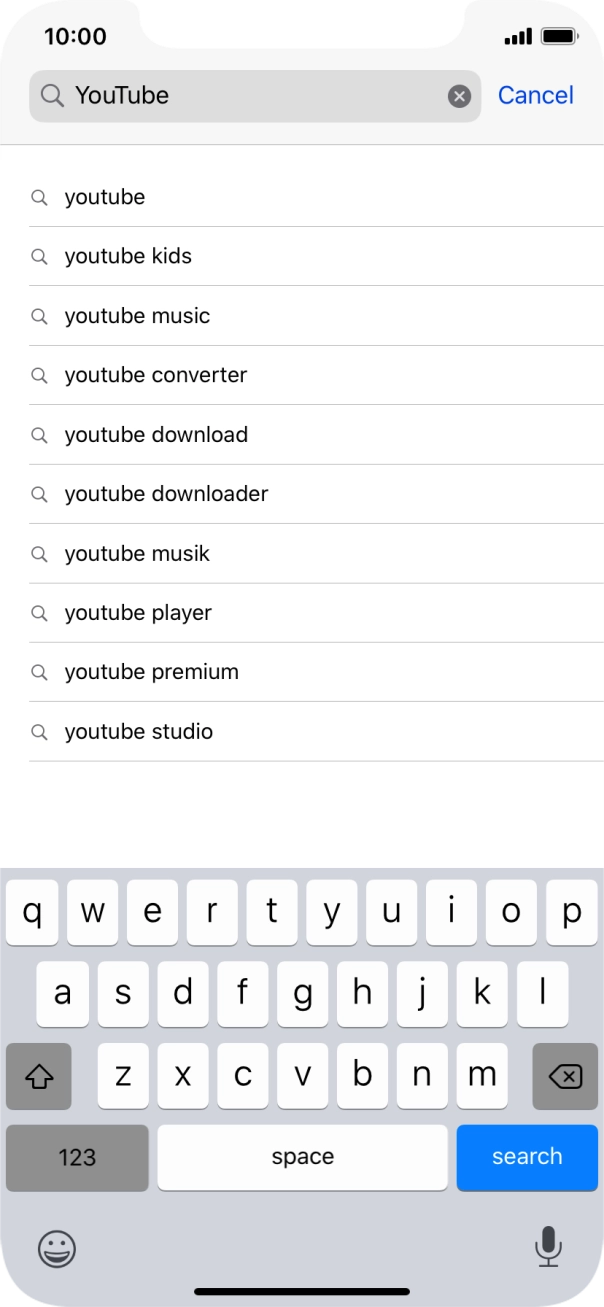 Key in YouTube and press search.
