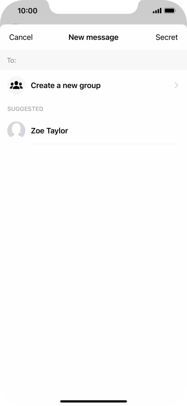 Press the search field and key in the first letters of the recipient's name.
