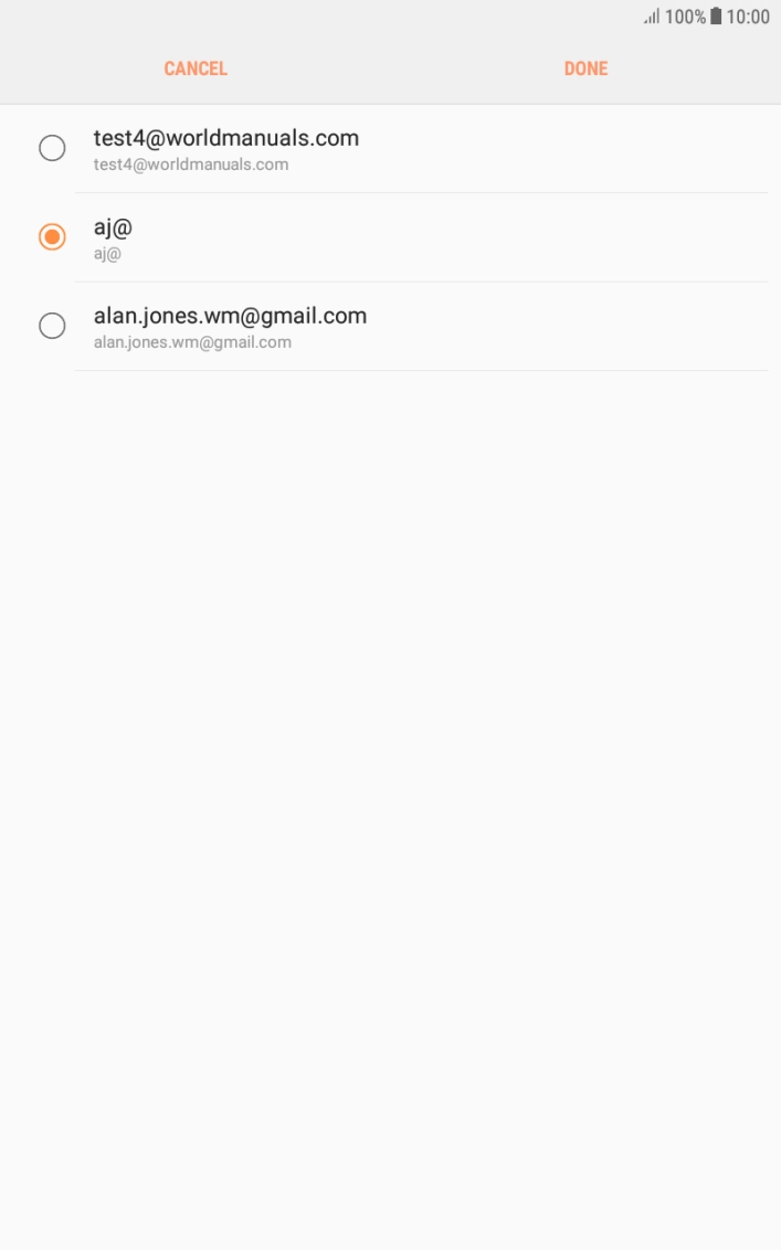 Press the required account.