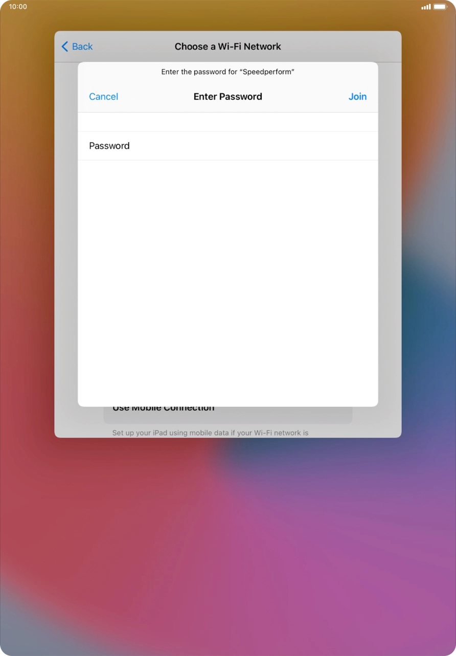 Key in the password for the Wi-Fi network and press Join. Key in the password for the Wi-Fi network and press Join.