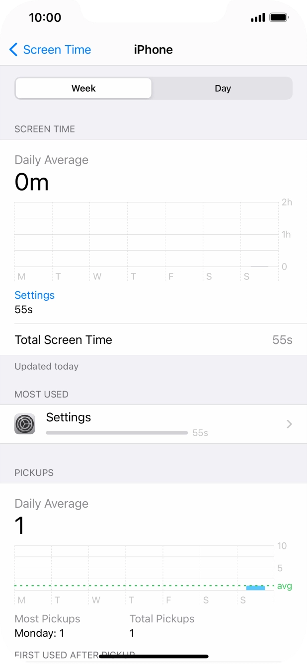 The use for the past week is displayed next to Total Screen Time.