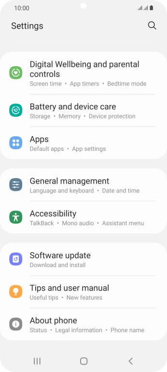 Press Battery and device care. Press Battery and device care.