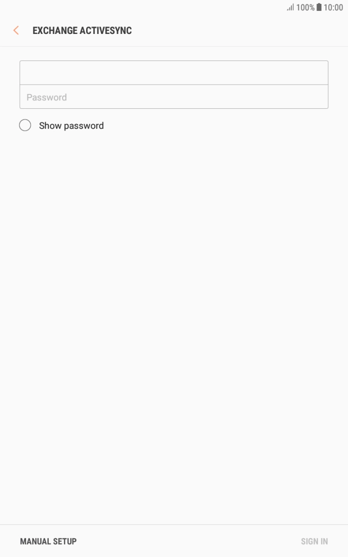 Press Password and key in the password for your email account. Press Password and key in the password for your email account.