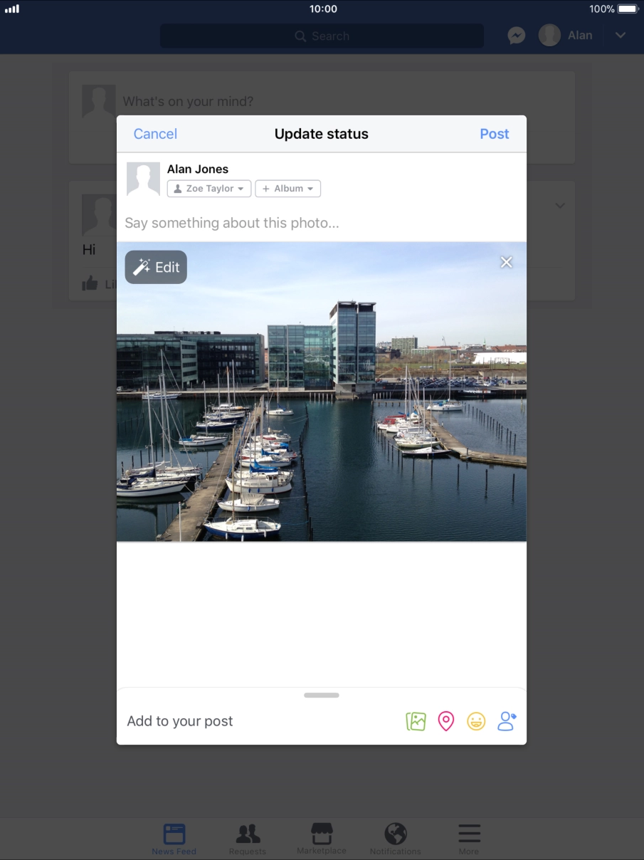 Press the text input field.