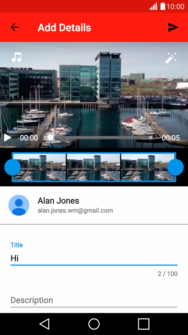 Key in the required text and press the upload icon.