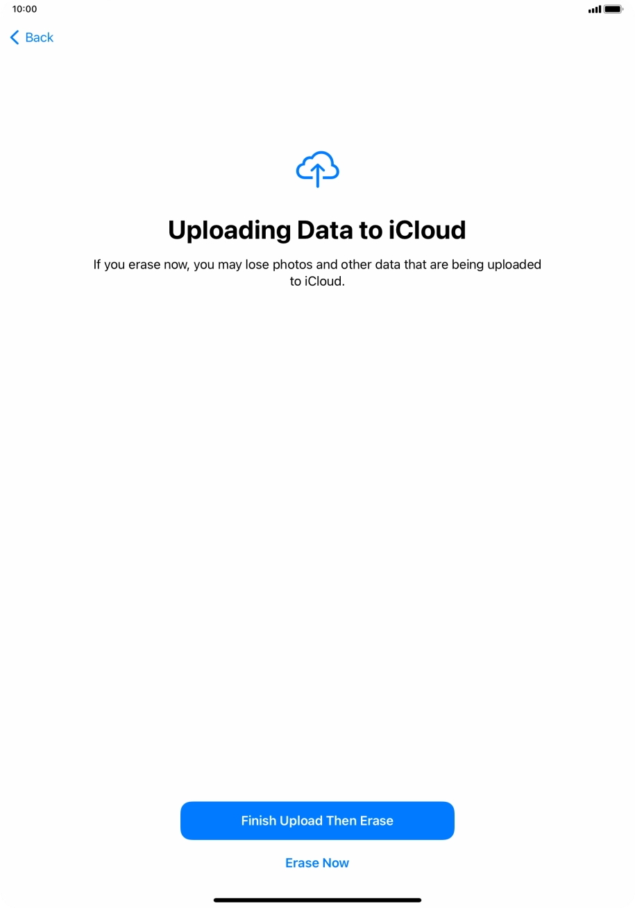 Press the required setting.