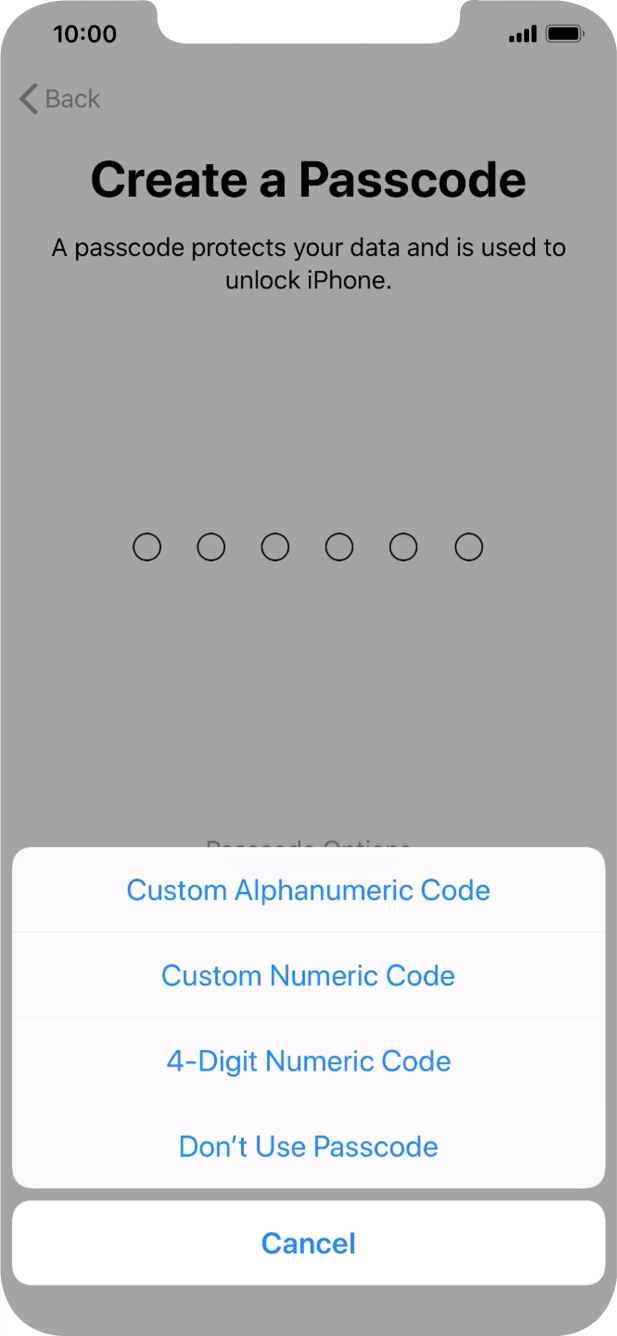 Follow the instructions on the screen to turn on use of phone lock code or press Don't Use Passcode. Follow the instructions on the screen to turn on use of phone lock code or press Don't Use Passcode.