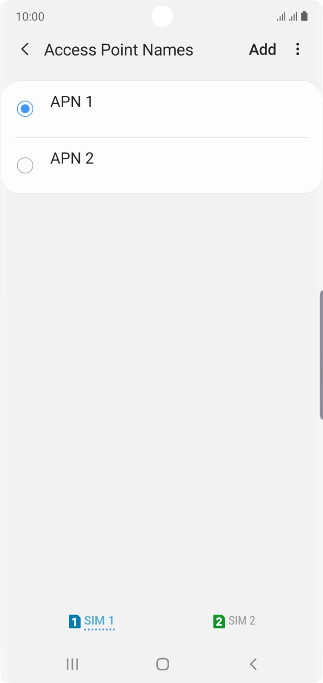 Press the field next to the data connection to activate it.