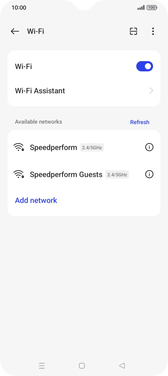 Press the required Wi-Fi network.