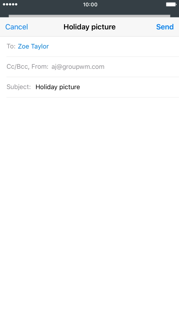 Press the text input field and write the text for your email.