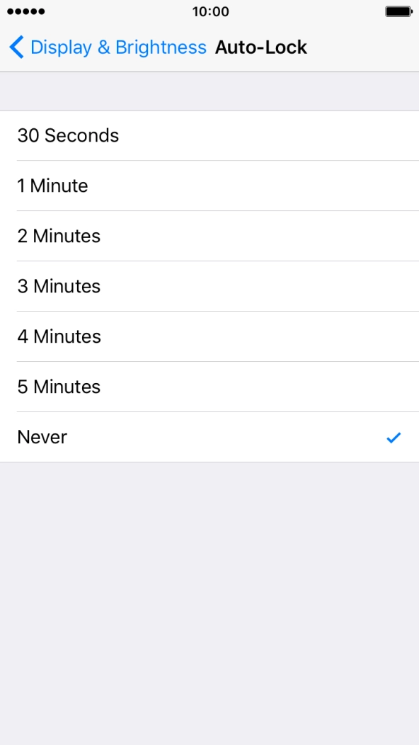 Press the required setting.