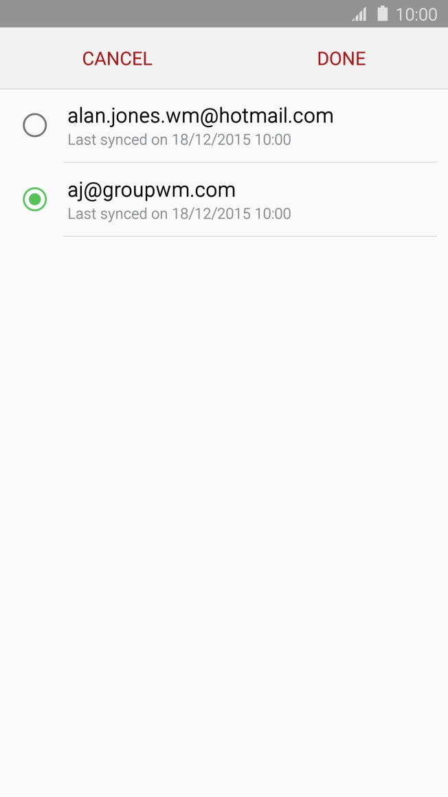 Press the required account.