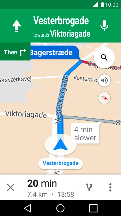 The travel information at the bottom of the screen shows your travel time, estimated time of arrival and distance to destination.
