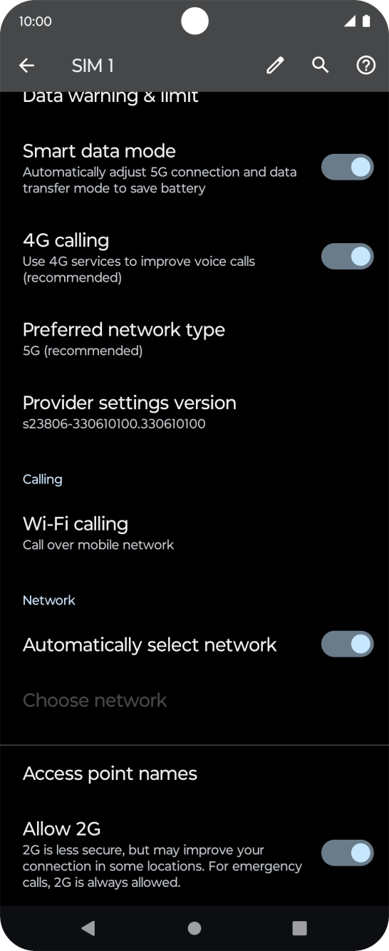 Press Preferred network type.