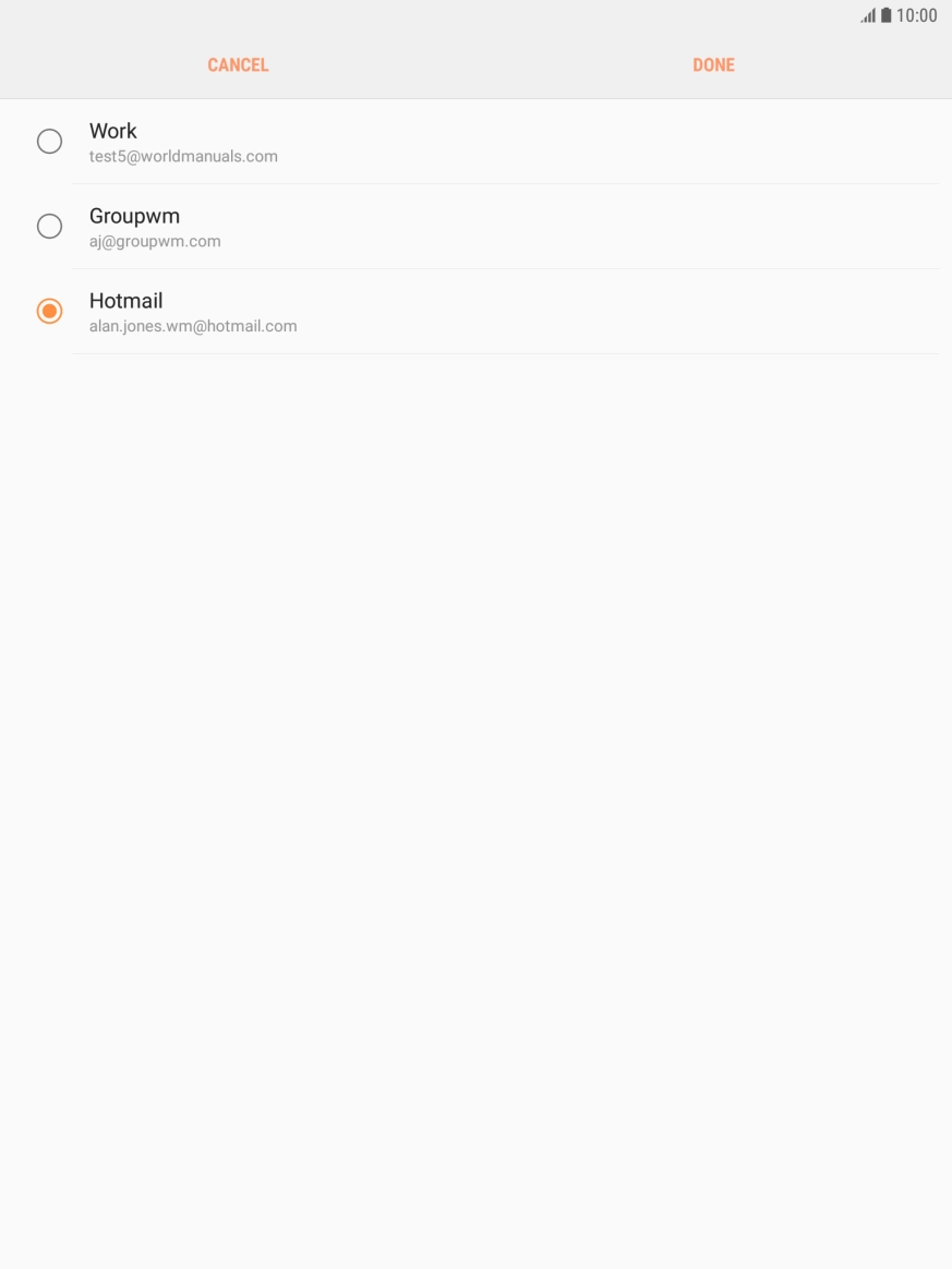 Press the required account.