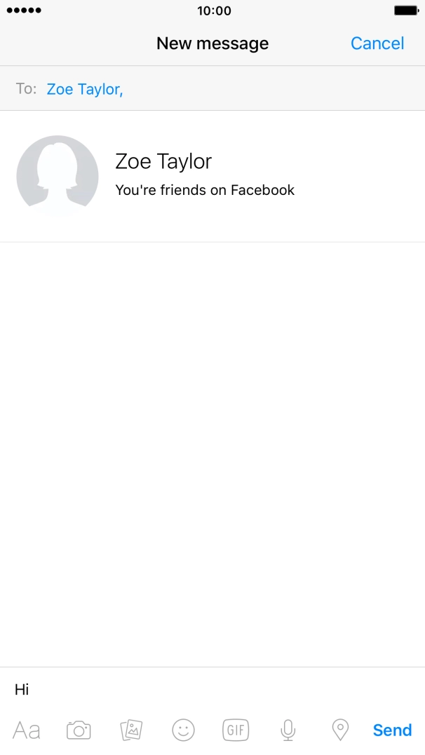 Write the required message and press Send.