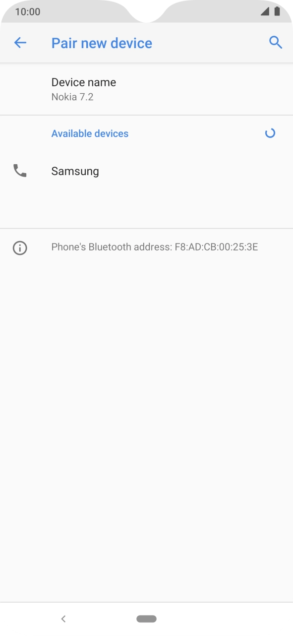 Press the required Bluetooth device and follow the instructions on the screen to pair the device with your phone.