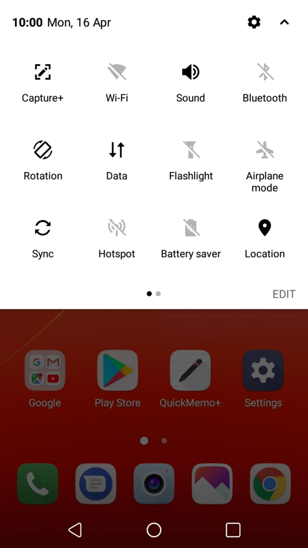 Press the battery saver icon.