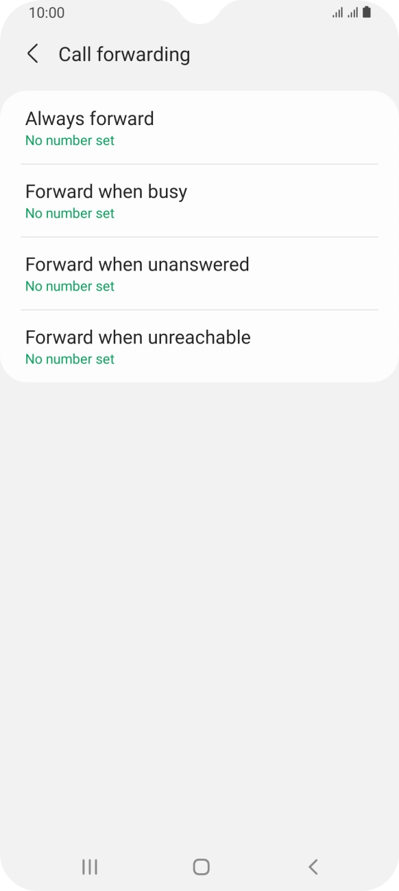 Press the required divert type.