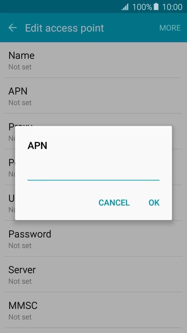 Key in telstra.wap and press OK.