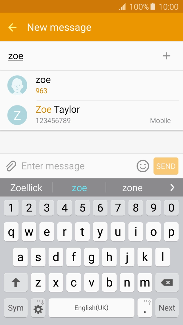 Press the required contact.