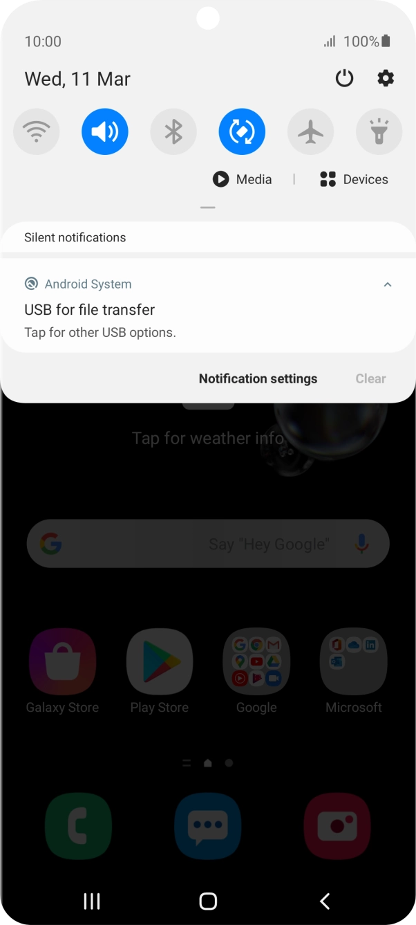 Press Tap for other USB options..