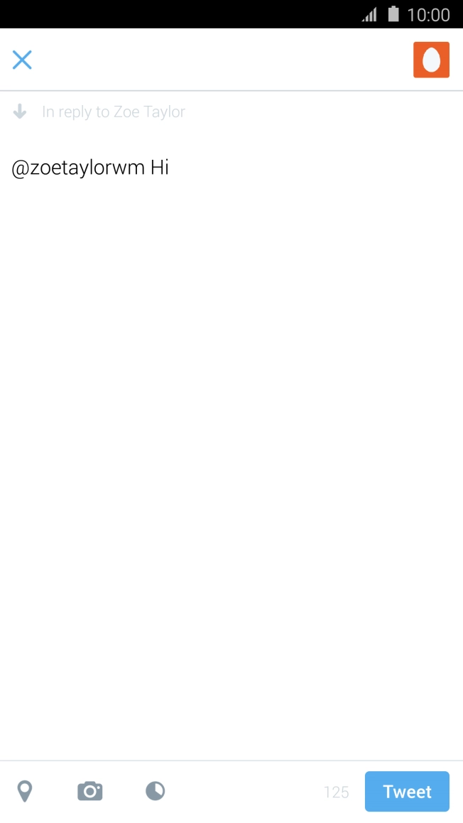 Write the required reply and press Tweet. Write the required reply and press Tweet.