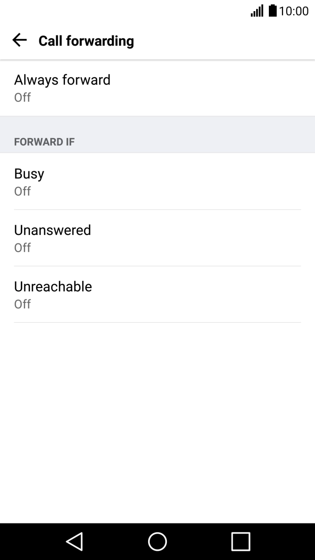 Press the required divert type.